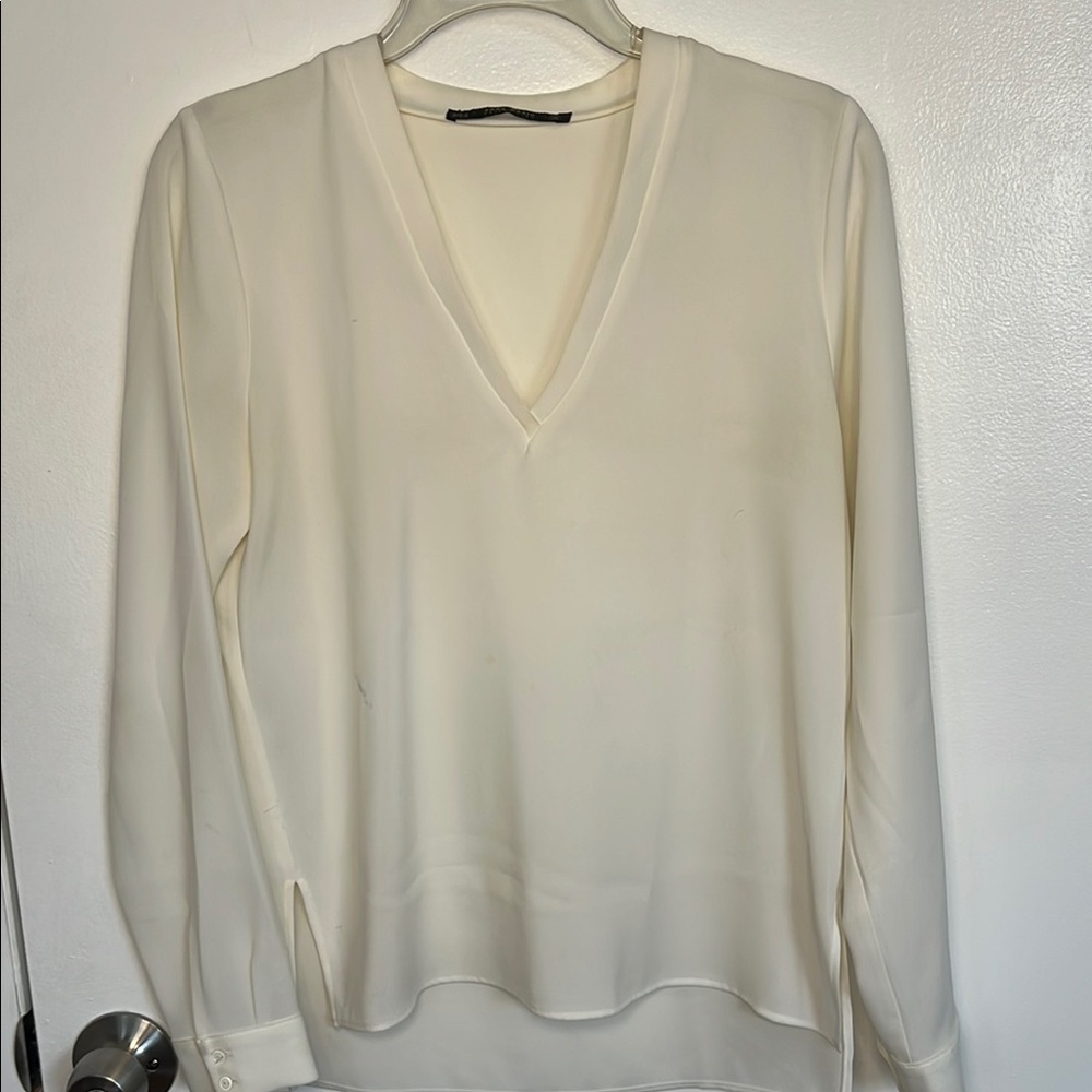 Zara Basic V-Neck Blouse, Size S